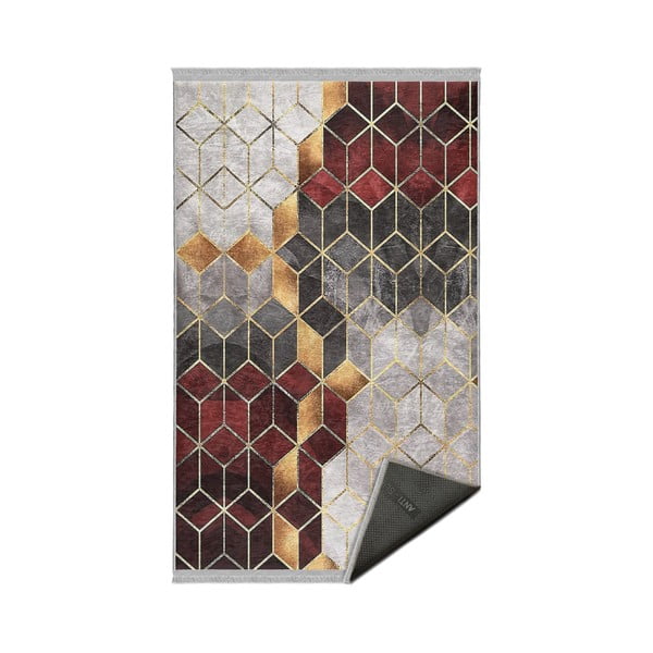 Skalbiamas pailgos formos kilimas bordo spalvos/pilkos spalvos 80x200 cm – Mila Home