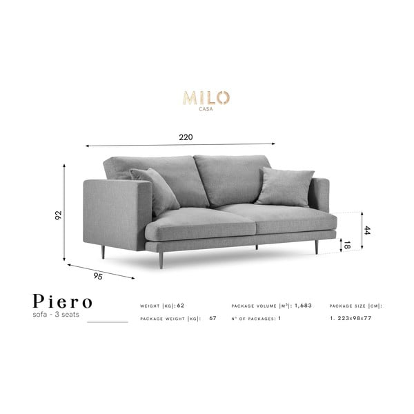 Žalia sofa Milo Casa Piero, 220 cm-image-2