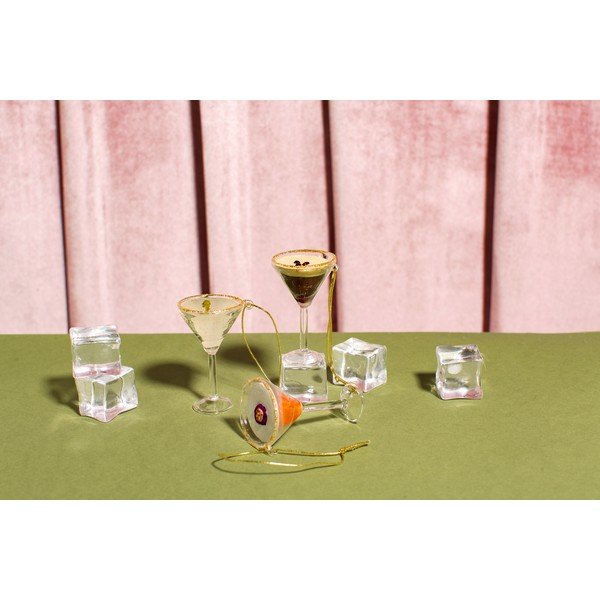 Iš stiklo eglutės papuošimai 3 vnt. 15,5 cm Martini Cocktail – Sass & Belle-image-3
