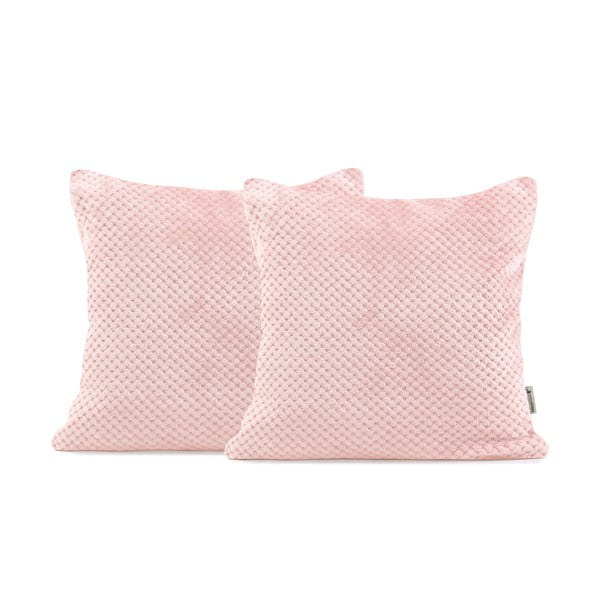 2 rožinės spalvos dekoratyvinių mikropluošto pagalvių užvalkalų rinkinys DecoKing Henry, 45 x 45 cm