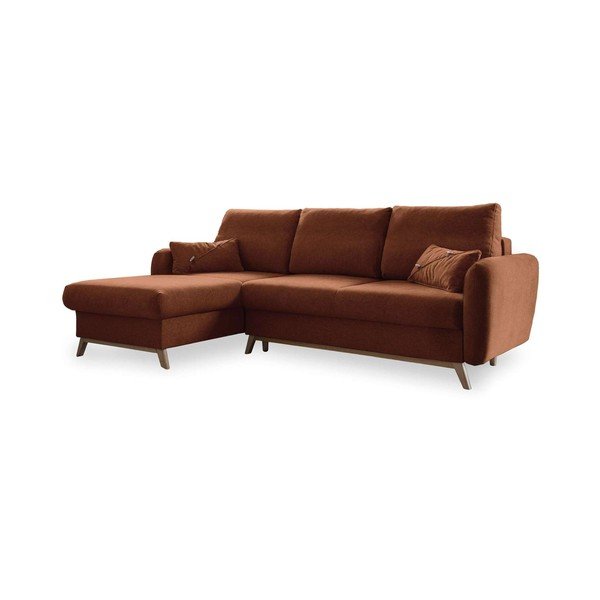 Oranžinės spalvos sofa-lova Miuform Scandic Lagom, kairysis kampas