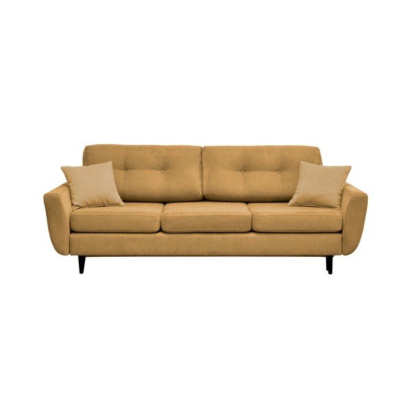 Geltonos spalvos trivietė sofa-lova su juodomis kojomis Mazzini Sofas Jasmin-image-3
