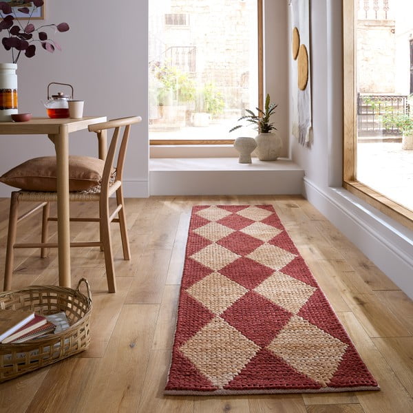 Rankų darbo terakotos spalvos iš džiuto mišinio kilimas 80x230 cm Effie Diamond – Flair Rugs-image-1