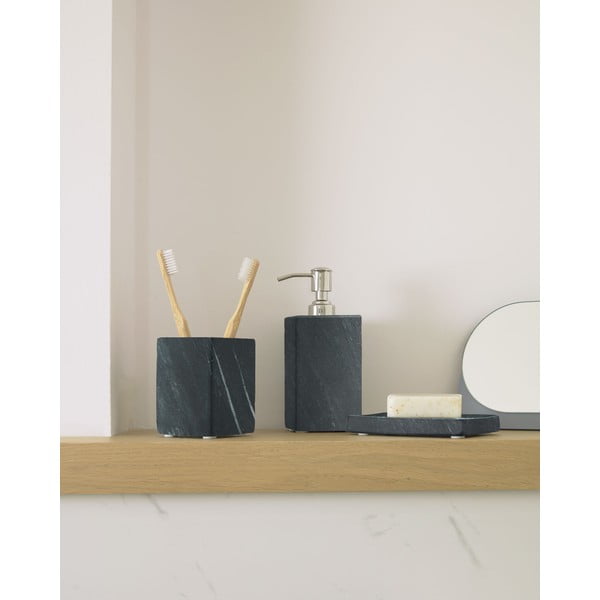 Tamsiai pilkos spalvos iš marmuro dantų šepetėlio indas Aixa – Kave Home-image-1