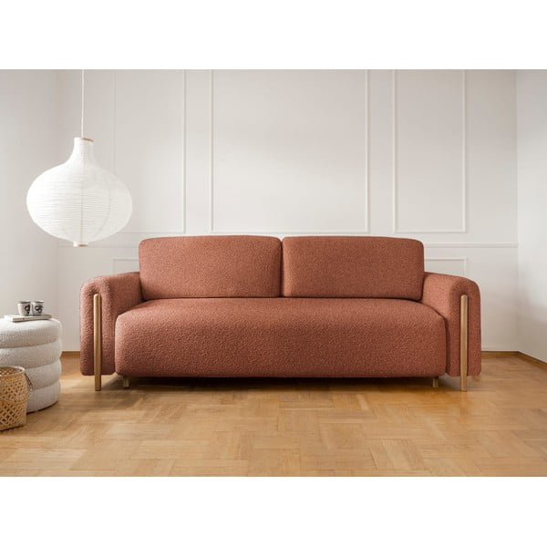Terakotos spalvos iš boucle sulankstoma/su sandėliavimo vieta sofa 244 cm Arcadova – ELTAP-image-1
