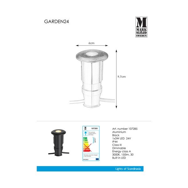 Juodos spalvos įleidžiamieji šviestuvai Markslöjd Garden 24, ø 60 mm-image-2