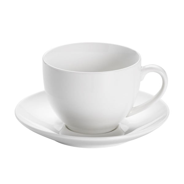Baltas porcelianinis puodelis su lėkšte Maxwell & Williams Basic, 245 ml