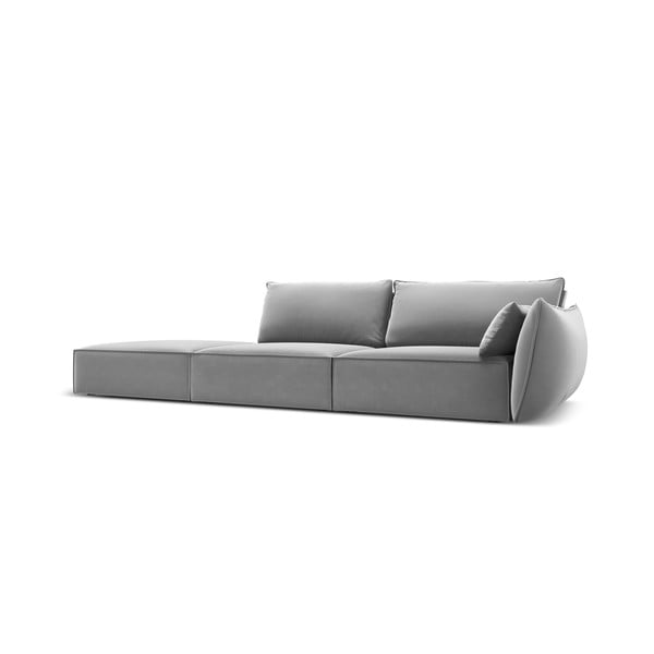 Šviesiai pilkos spalvos iš velveto sofa su dešiniuoju kampu 264 cm Vanda – Mazzini Sofas-image-2