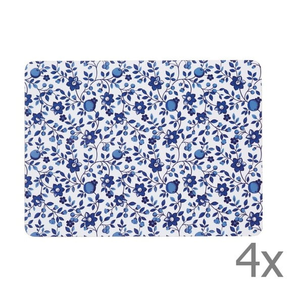 4 "Kitchen Craft" paklotėlių rinkinys, 21 x 29 cm, mėlyna gėlė