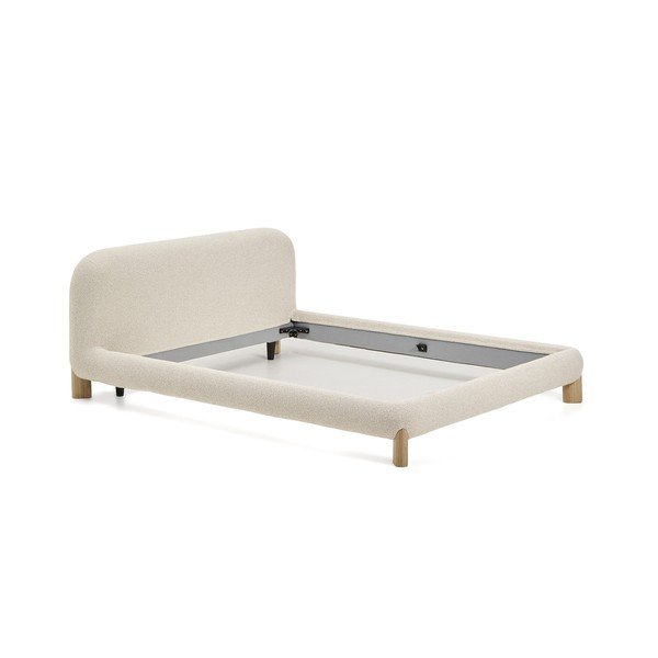 Smėlio spalvos dvigulė lova audiniu dengta be grotelių 180x200 cm Odina – Kave Home-image-2