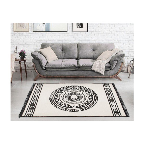 Smėlio ir juodos spalvos dvipusis kilimas Mandala, 120 x 180 cm-image-4