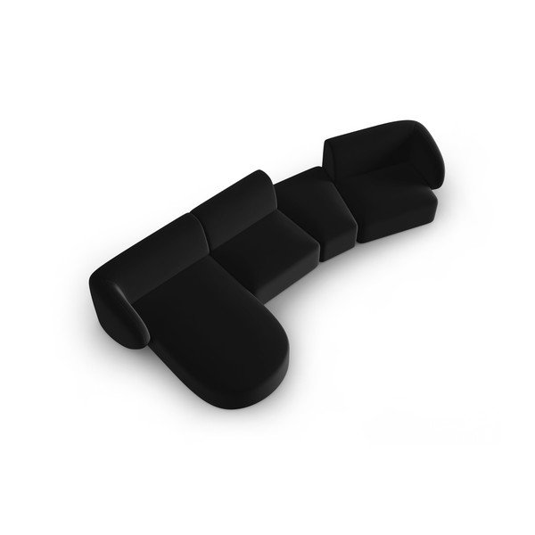 Juodos spalvos iš velveto kampinė sofa (su kairiuoju kampu/su gultu) Paolo – Milo Casa-image-1