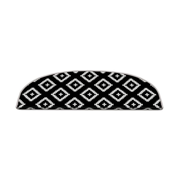 Laiptų kilimėlių rinkiniai juodos ir baltos spalvos 16 vnt. 20x65 cm Art – Vitaus