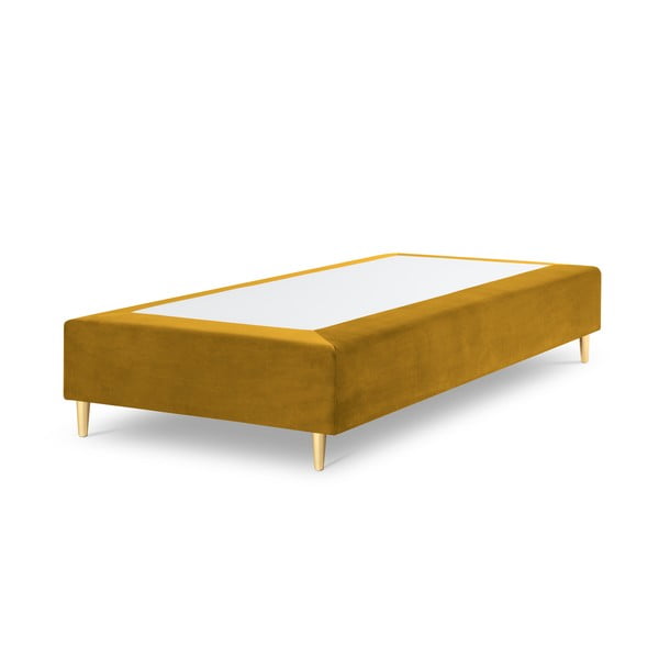 Geltonos spalvos aksominė viengulė lova Milo Casa Lia, 90 x 200 cm