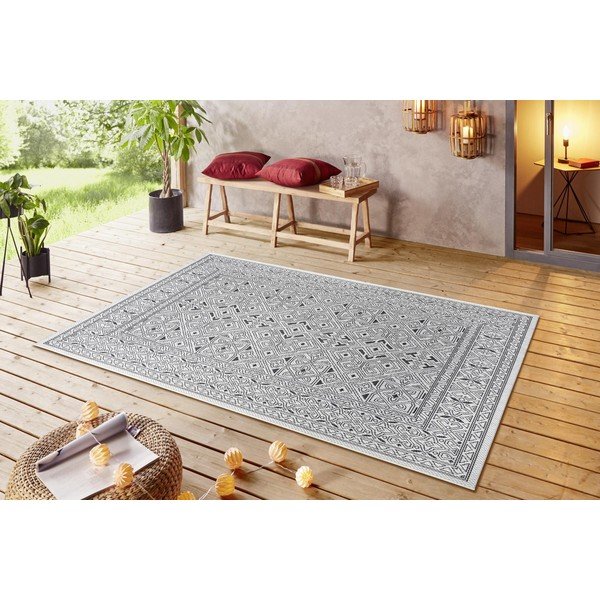 Juodos ir smėlio spalvos lauko kilimas NORTHRUGS Cuadrado, 70 x 140 cm-image-1
