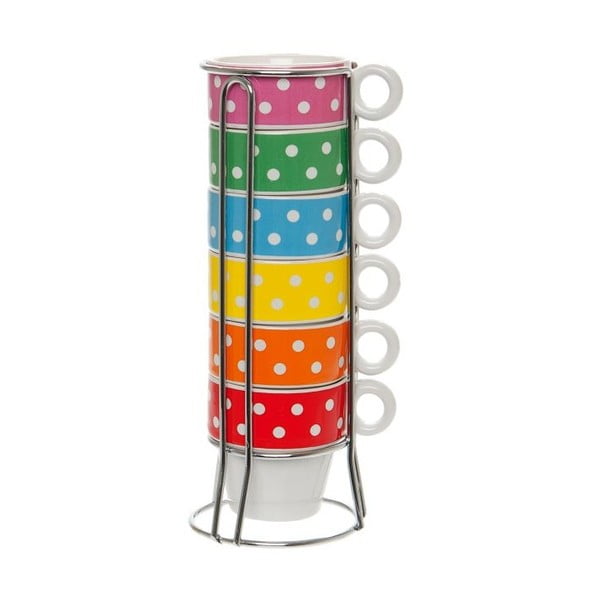 6 "Ristretto Mini Dots" puodelių rinkinys su stovu