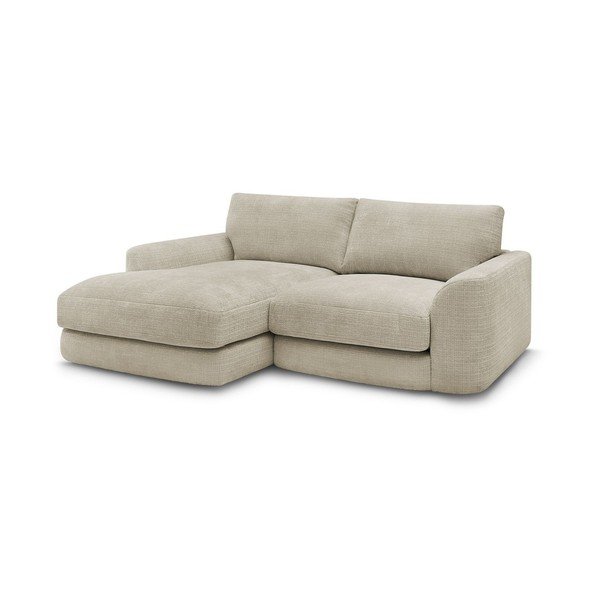 Smėlio spalvos kampinė sofa iš šenilinio audinio (su kairiuoju kampu/su gultu) Leonore – Bobochic Paris