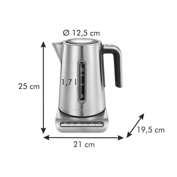 Nerūdijančio plieno sidabrinės spalvos 1,7 l virdulys President - Tescoma-image-3