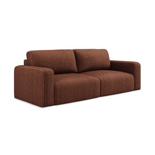 Terakotos spalvos sulankstoma/su sandėliavimo vieta sofa iš kordinio velveto 252 cm Kona – Makamii-image-2