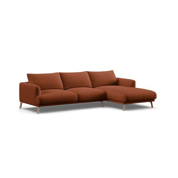 Terakotos spalvos kampinė sofa (su dešiniuoju kampu/su gultu) Naomi – Micadoni 