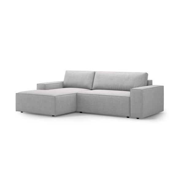 Iš boucle sulankstoma kampinė sofa šviesiai pilkos spalvos (su kairiuoju kampu) Jodie – Micadoni Home-image-3