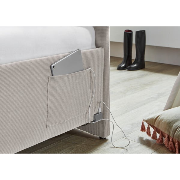 Smėlio spalvos kampinė iš audinio vaikiška lova be grotelių 120x200 cm Cool – Meise Möbel-image-4