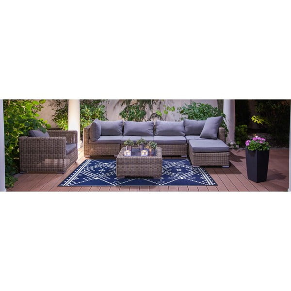 Mėlynos ir baltos spalvos lauko kilimas Green Decore Amber, 150 x 240 cm-image-1