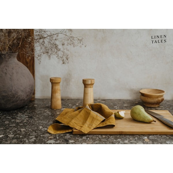 Iš lino virtuvės rankšluostis 65x65 cm Amber Bronze Stripes – Linen Tales-image-2