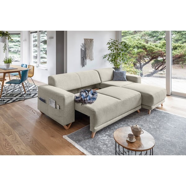 Smėlio spalvos sulankstoma/su sandėliavimo vieta kampinė sofa Classy Sophie – Miuform-image-4