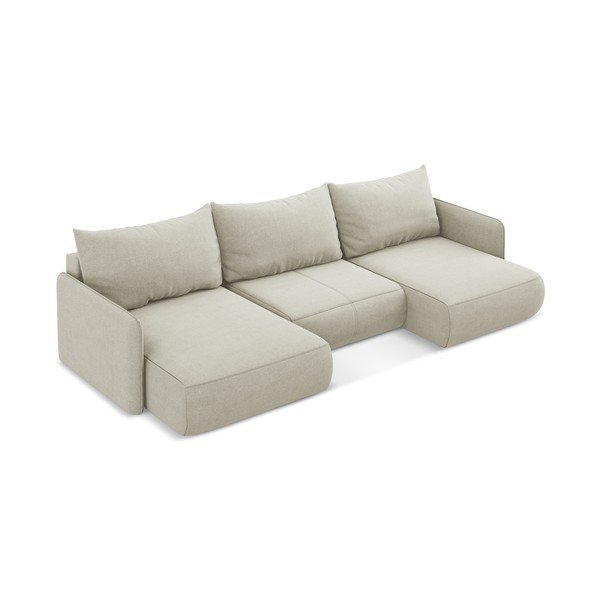 Kreminės spalvos sulankstoma/su sandėliavimo vieta kampinė sofa Nanea – Makamii-image-4