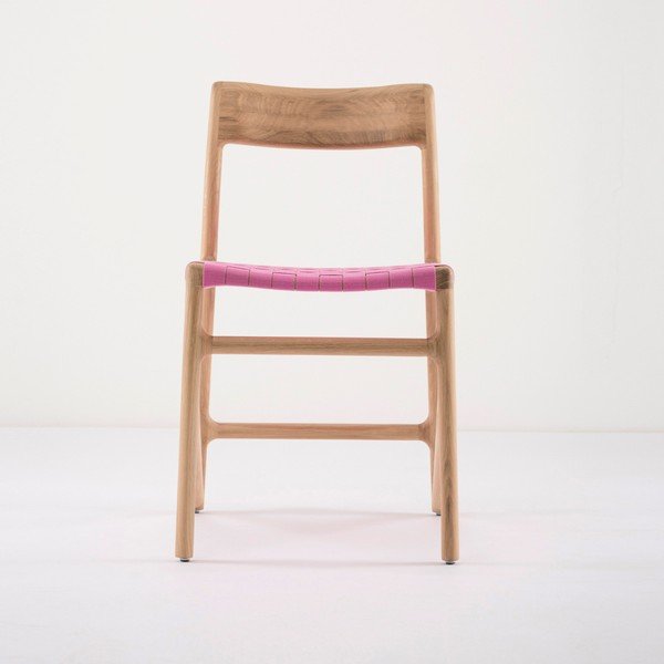 Valgomojo kėdė iš ąžuolo masyvo su rausva sėdyne "Gazzda Fawn-image-4