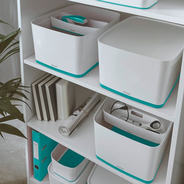 Baltos ir turkio spalvos dėžutė su dangčiu Leitz Office, 18 l talpos-image-1