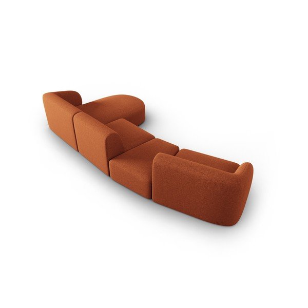 Terakotos spalvos iš šenilinio audinio kampinė sofa (su dešiniuoju kampu/su gultu) Paolo – Milo Casa-image-3