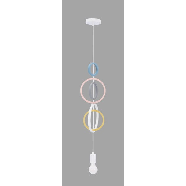 Baltos spalvos/rožinės spalvos vaikiškas pakabinamas šviestuvas su metaliniu gaubtu Single – Candellux Lighting-image-1