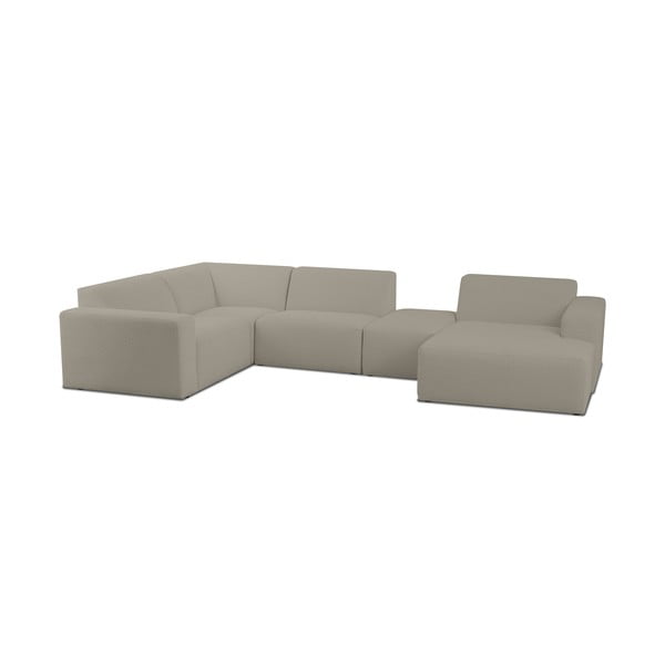 Iš boucle kampinė sofa šviesiai rudos spalvos („U“ formos) Roxy – Scandic-image-1