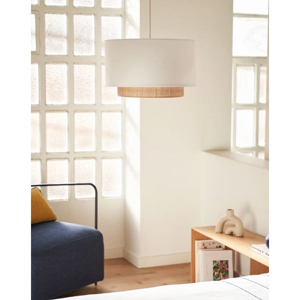Iš tekstilės šviestuvo gaubtas baltos spalvos/natūralios spalvos ø 40 cm Erna – Kave Home-image-1