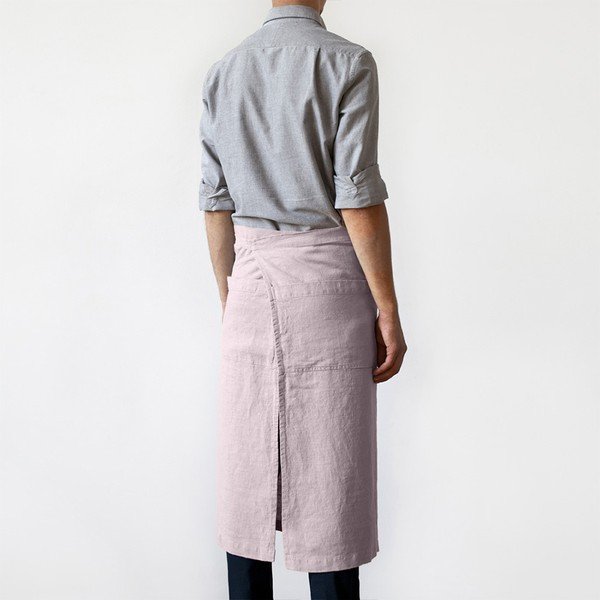 Šviesiai rausva lininė prijuostė Linen Tales Garcon, 76 cm ilgio-image-1