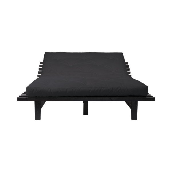 Pušies medžio dvigulė lova su čiužiniu Karup Design Blues Double Latex Black/Black, 140 x 200 cm-image-1