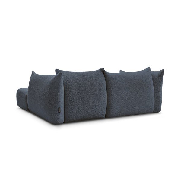 Tamsiai mėlynos spalvos kampinė sofa iš boucle (su dešiniuoju kampu/su gultu) Azra – Bobochic Paris-image-4