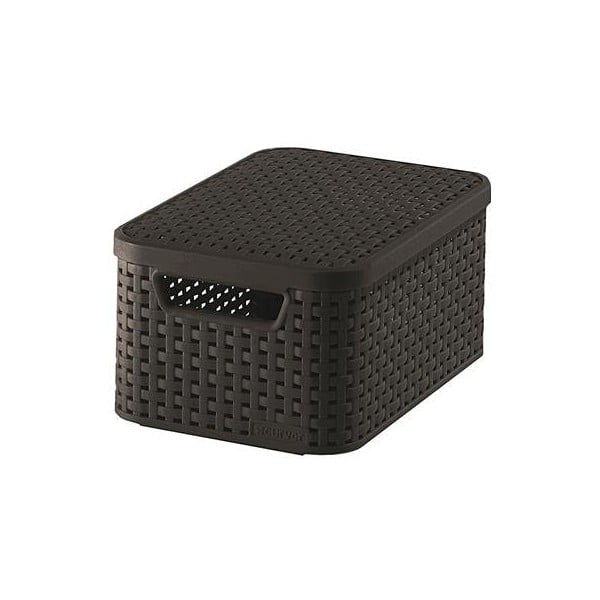 Tamsiai rudos spalvos iš plastiko daiktadėžė su dangčiu 20x29x14 cm Style – Curver