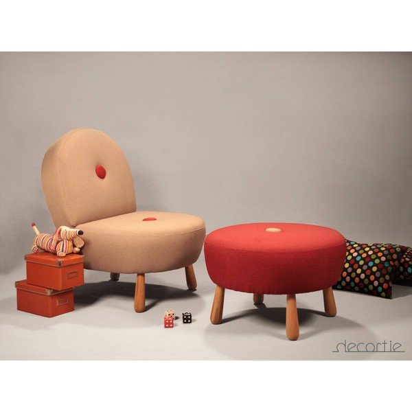 "Dodue" taburetė "Pouf", kreminė / raudona-image-2