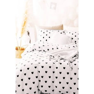 Iš ranforce medvilnės viengulė/itin ilga patalynė baltos spalvos su paklode/3 dalių 160x220 cm Mini Hearts – Mila Home