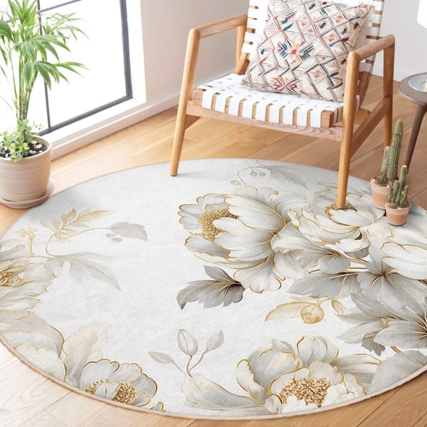 Skalbiamas apvalios formos kilimas šviesiai pilkos spalvos/smėlio spalvos ø 120 cm Soft and Gentle – Mila Home-image-2