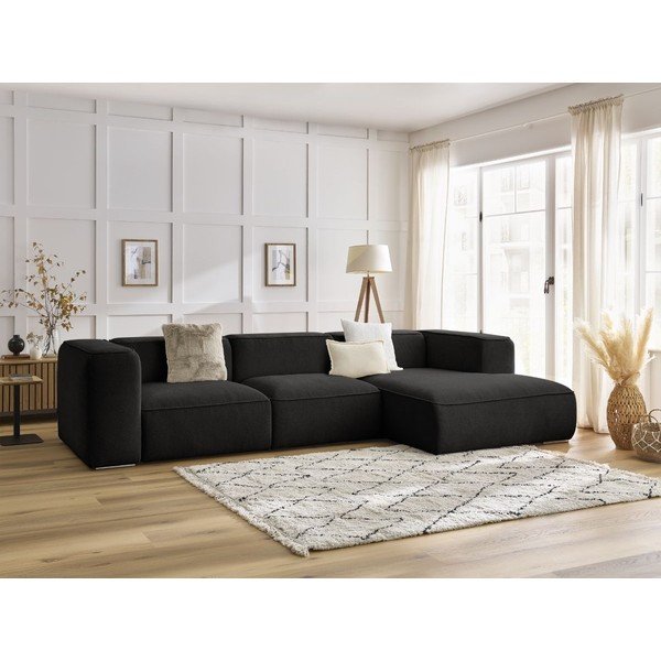 Iš boucle kampinė sofa juodos spalvos (su dešiniuoju kampu) Zephyr – Bobochic Paris-image-1