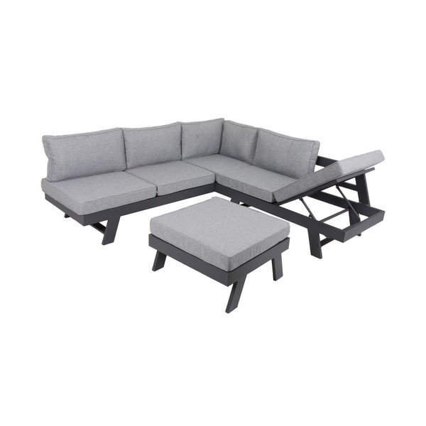 Pilkos spalvos iš aliuminio sodo poilsio baldų komplektas 4 žmonėms Donna – Garden Pleasure-image-4