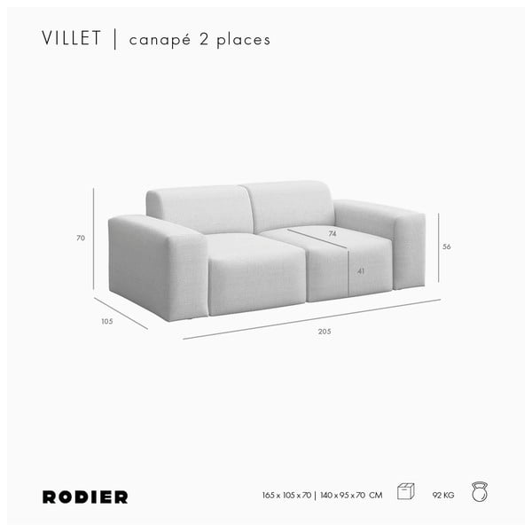 Smėlio spalvos sofa 205 cm Villet – Rodier-image-4
