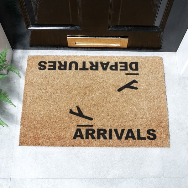 Iš kokoso pluošto grindų kilimėlis 40x60 cm Arrivals and Departures – Artsy Doormats-image-2