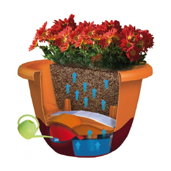 Pilkos spalvos savaiminio laistymo vazonas, skirtas kabinti Plastia Mareta, 30 cm ilgio-image-2