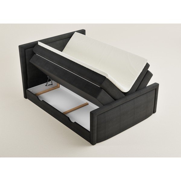 Antracito spalvos spyruoklinė lova su sandėliavimo vieta 200x200 cm Fresco – Maison de Rêve-image-1