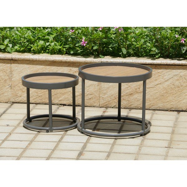 Apvalios formos sodo šoniniai staliukai 2 vnt. ø 50 cm Silea – Garden Pleasure-image-1